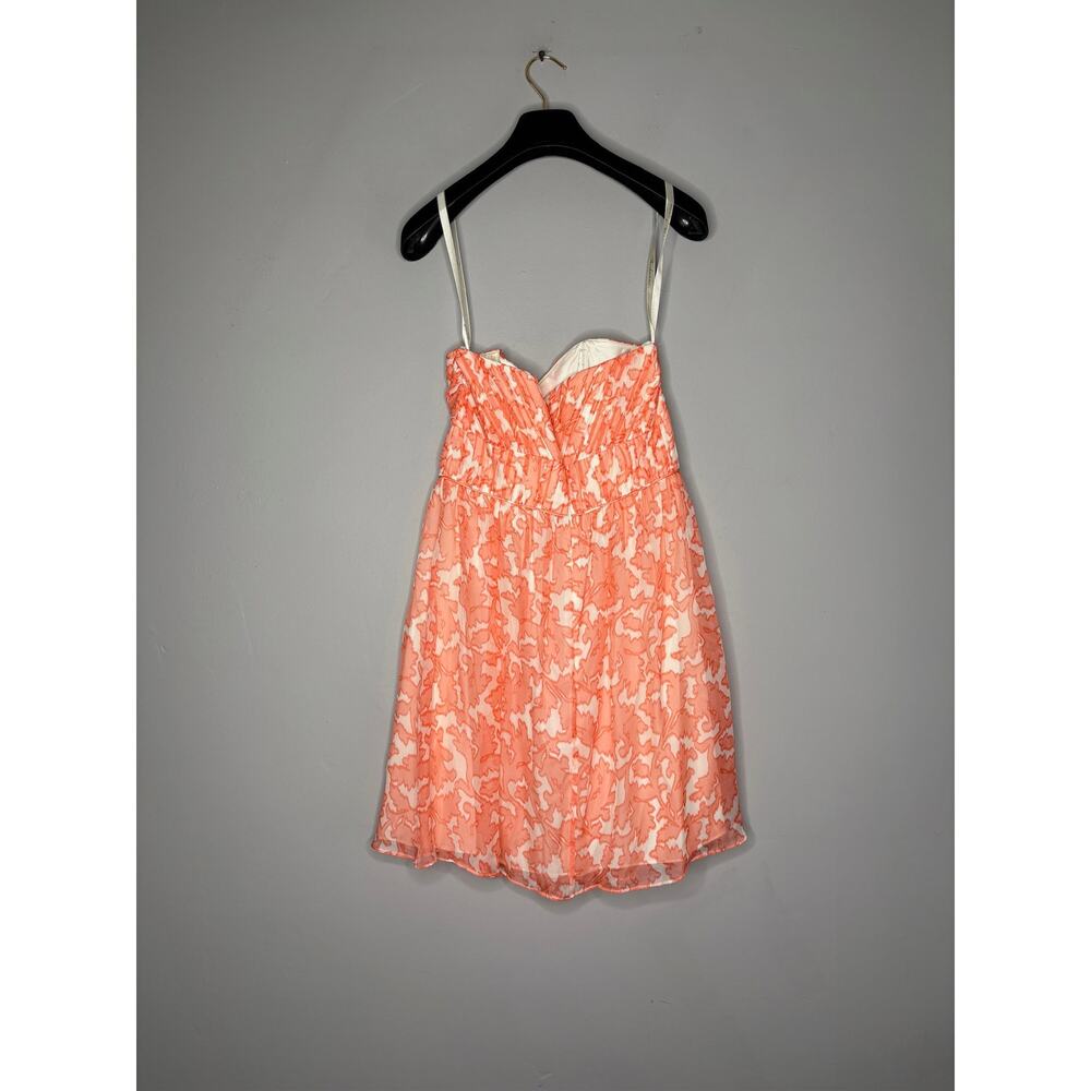 NWOT Shoshanna Womens Dress Size 2 White Pink Printed Sheath Strapless